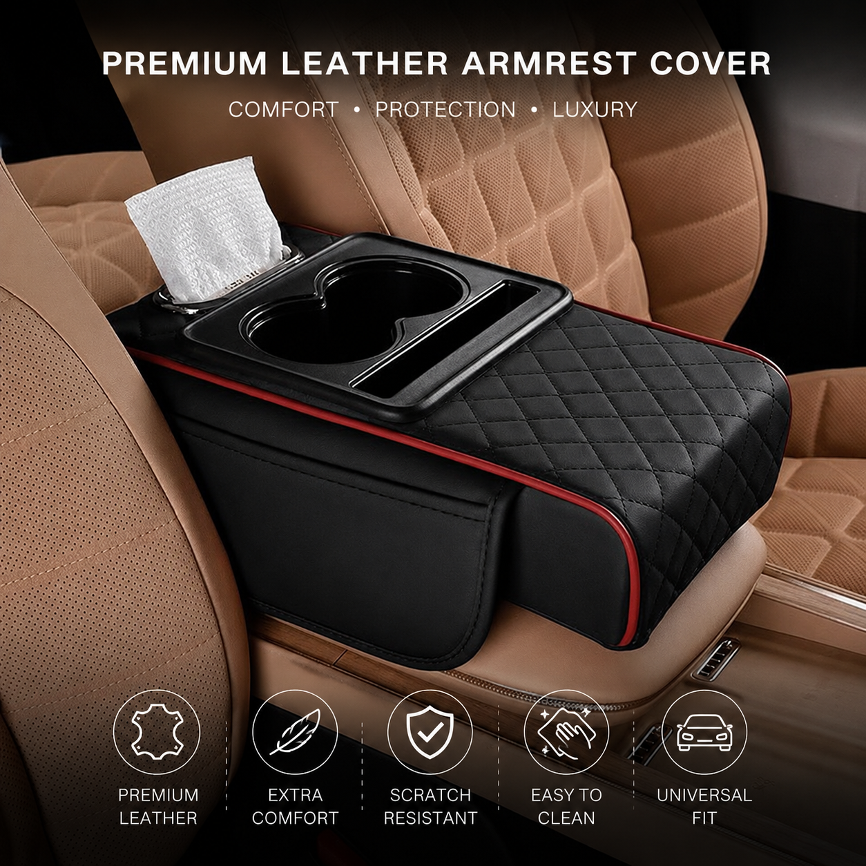 🚗 Leather Car Armrest Cover