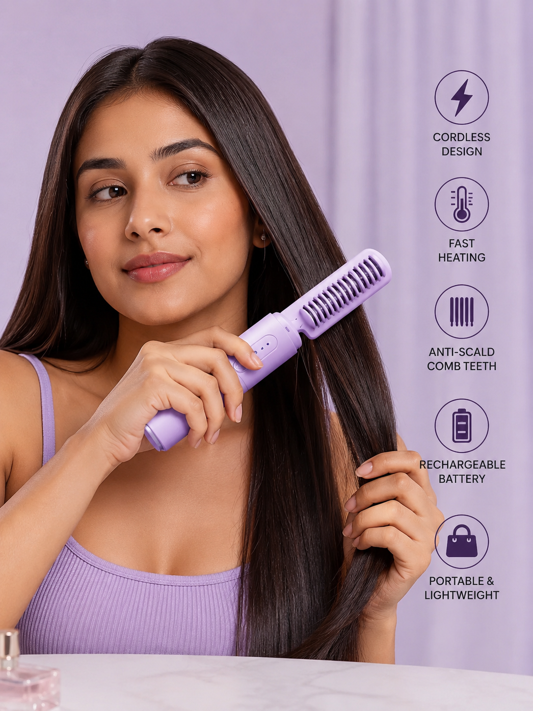 🔥 Portable Hair Straightener Comb